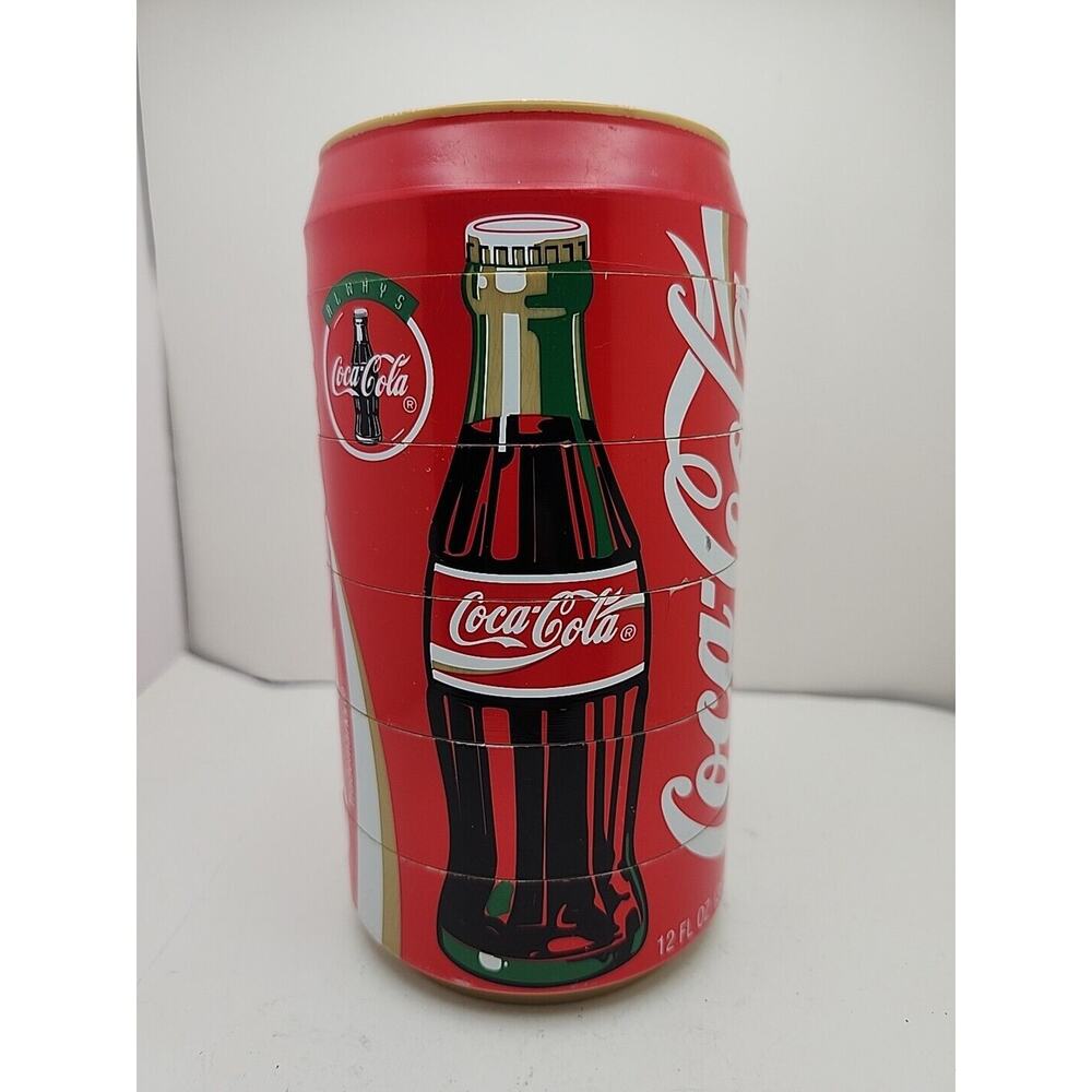 Vintage 1995 Coca-Cola Classic Puzzle OVERSIZED Can Set 6 Coasters Collectible
